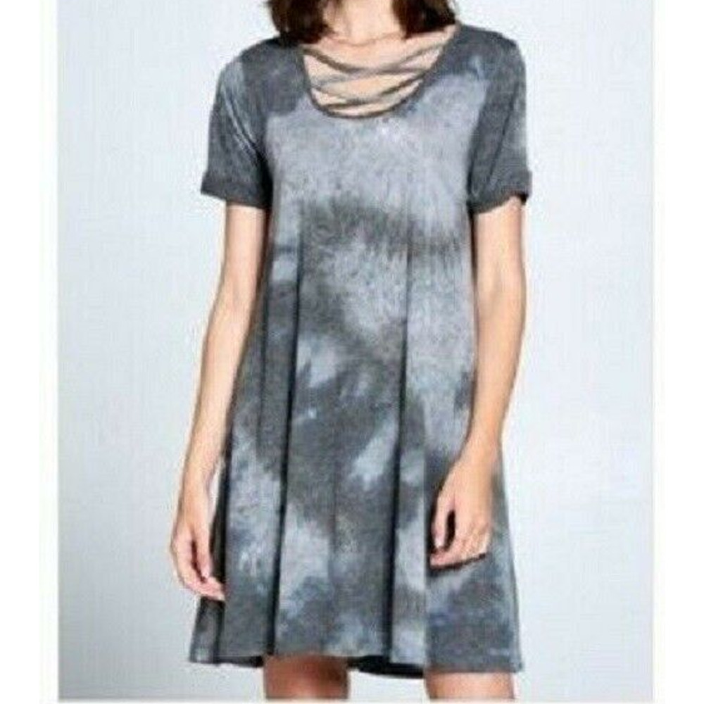 Strappy front dress Tie Dye color grey. New with tags Size: M